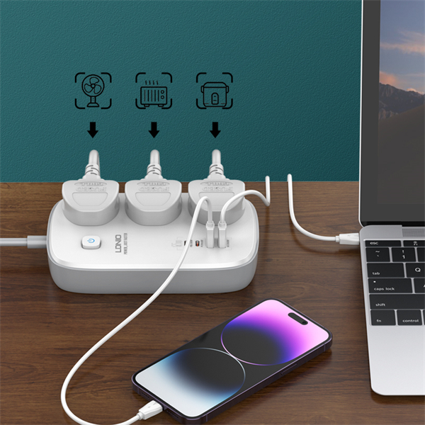 LDNIO SC3416, 3 x AC Outlets, 4 x USB Power Strip - Image 5