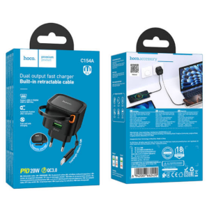 HOCO C154A Changer pd20w+qc3.0 charger with telescopic cable(eu)