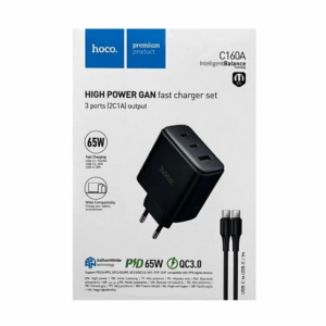 HOCO C160A Upgrade pd65w(2c1a) charger set(C to C)(eu)