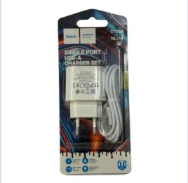 HOCO C109A (10.5W) Fighter single port charger set (iP)(EU)