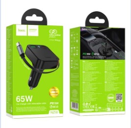 HOCO NZ18 Guardian PD65W(2C1A) car charger with retractable cable
