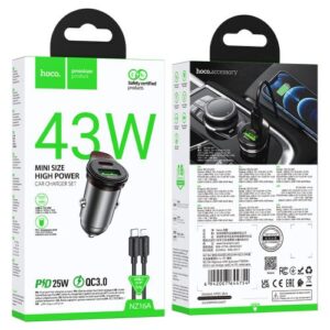 Hoco NZ16A Rigorous 43W dual port PD25W+QC3.0 car charger set(C to iP)