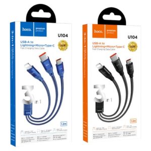 Hoco “U104 3-in-1 Ultra 6A fast charging data cable(for iP+Micro+Type-C)”
