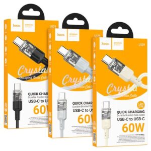 Hoco “U129 Spirit 60W transparent charging data cable Type-C to Type-C”