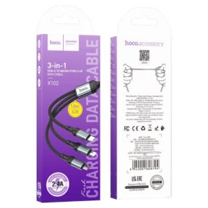 Hoco “X102 Fresh 3-in-1 charging data cable(iP+Micro+Type-C)”