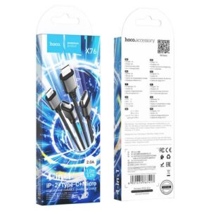 Hoco “X76 4-in-1 Super charging cable(Type-C+Type-C+iP+Micro)”