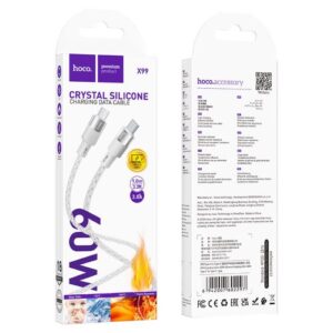 Hoco “X99 Crystal junction 60W silicone charging data cable Type-C to Type-C”