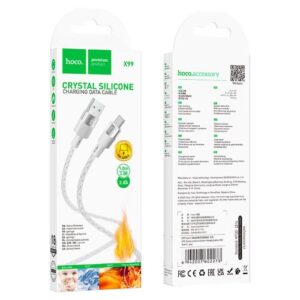 Hoco “X99 Crystal junction silicone charging data cable Type-C”
