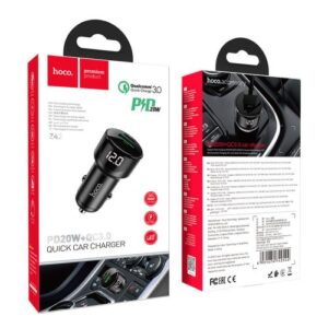 Hoco Z42 Light road dual port digital display PD20W+QC3.0 car charger