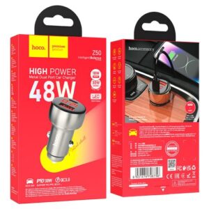 Hoco Z50 Leader 48W dual-port PD30W+QC3.0 car charger with digital display