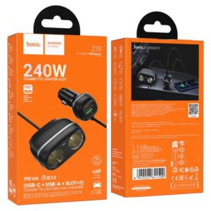 Hoco Z59 Rank 48W dual port PD30W+QC3.0 dual cigarette lighter slot car charger